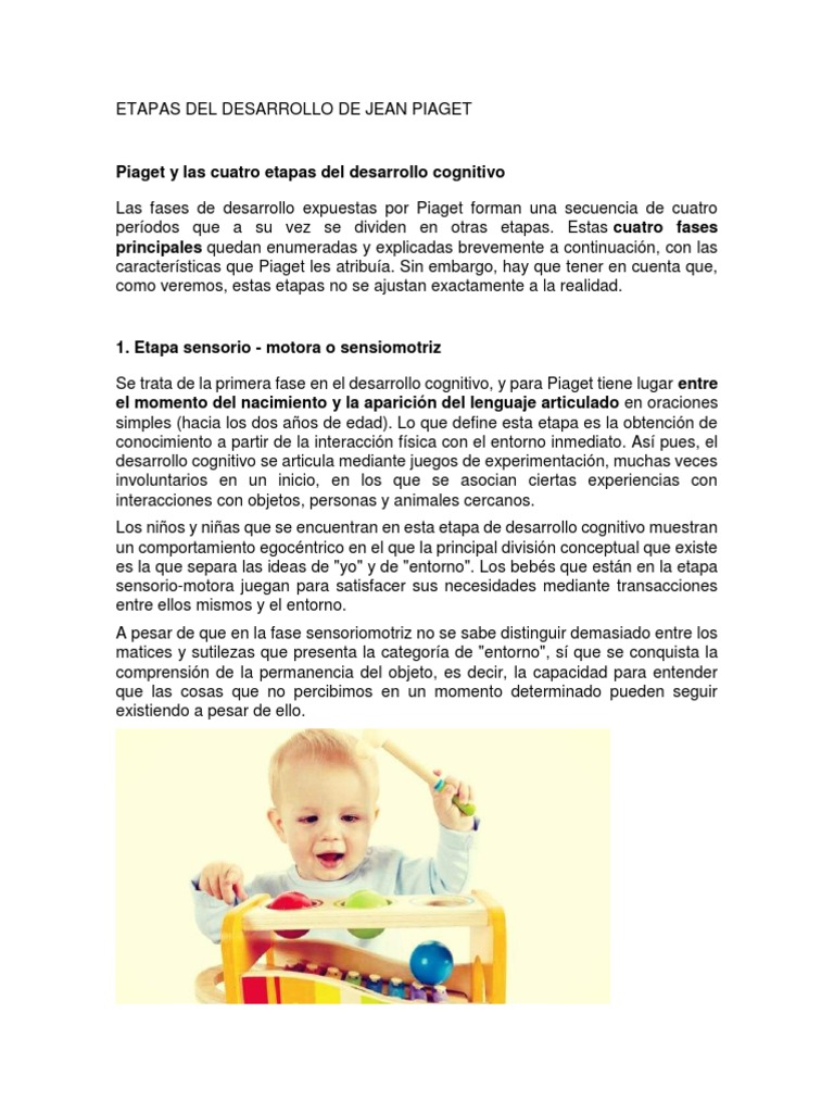 Etapas Del Desarrollo de Jean Piaget | PDF | Desarrollo cognitivo ...
