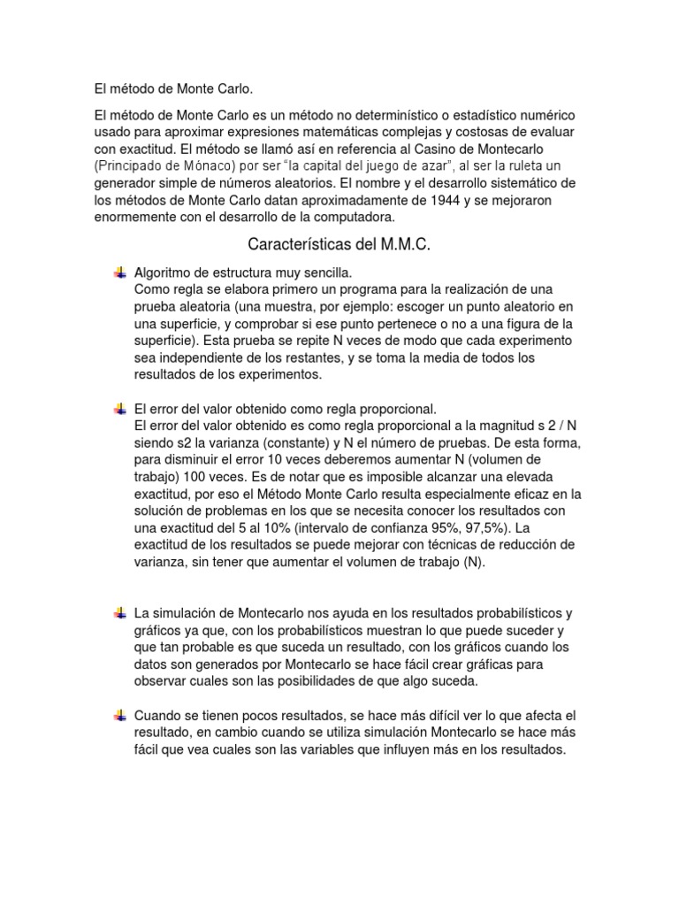 El Método de Monte Carlo | PDF | Método Monte Carlo | Método científico