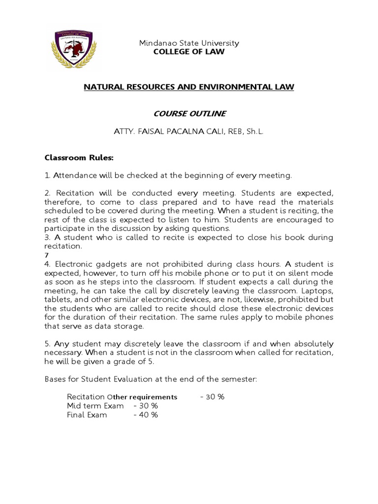 Natres Syllabus | PDF | Environmental Law | Social Institutions