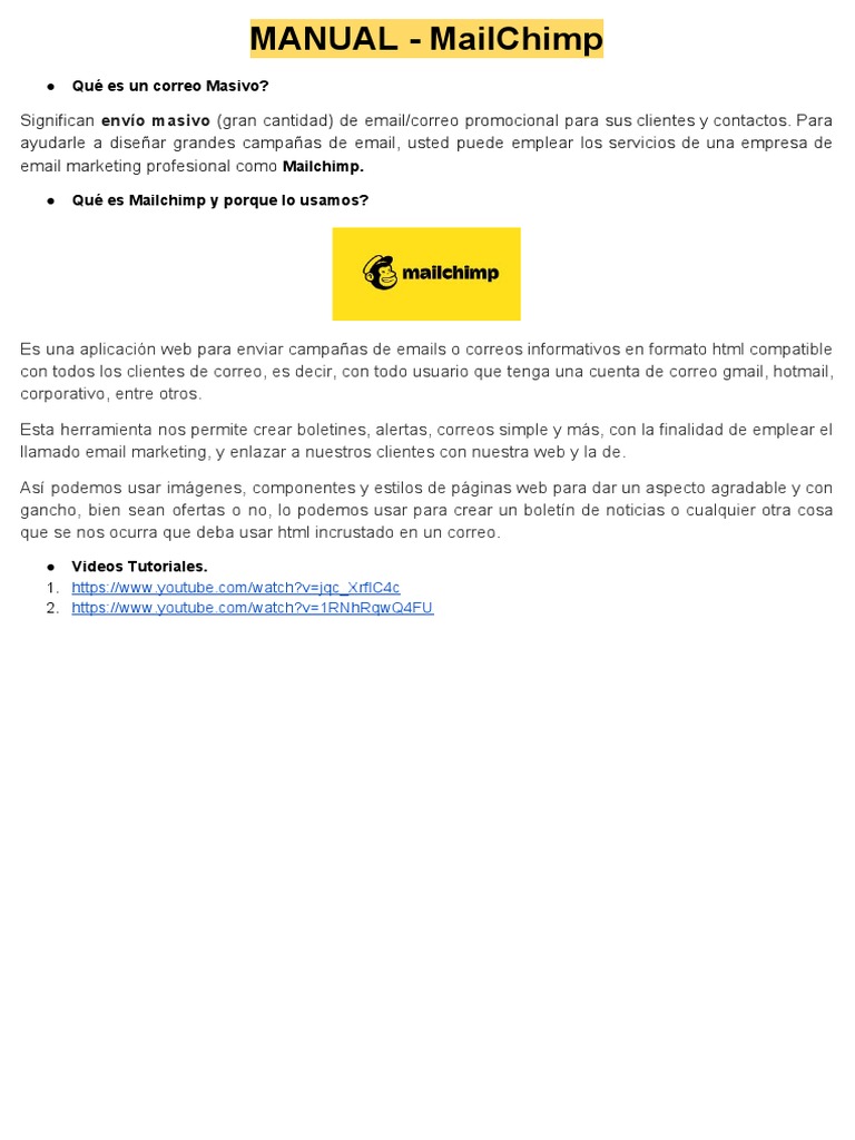 Guía para Usar Mailchimp en Email Marketing | PDF | HTML | Marketing