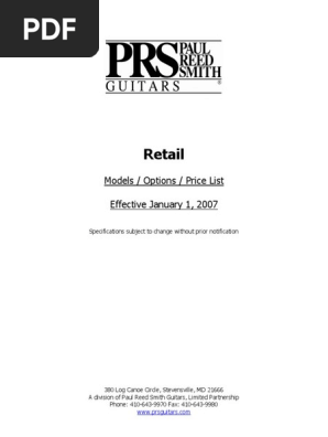 PRS 2007 Retailpricelist