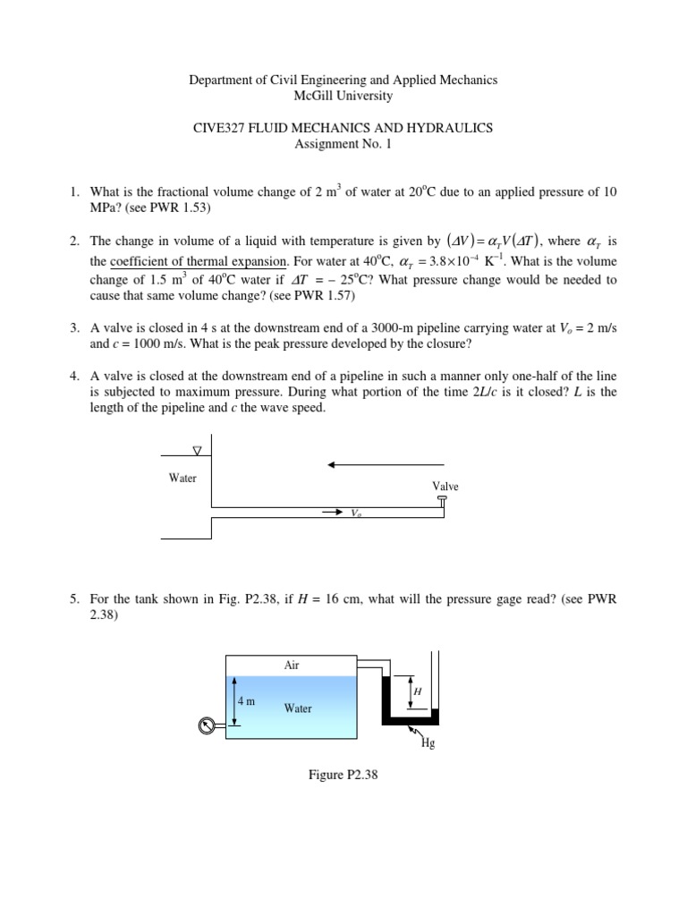 Analysis of Fluid Mechanics Problems Calculating Volume Changes