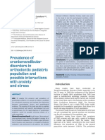 Prevalence of Craniomandibular Disorders in Orthodontic Pediatric Population and Possible Interactions With Anxiety and Stress