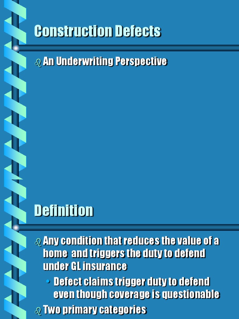 Construction Defects: An Underwriting Perspective | PDF | Indemnity ...