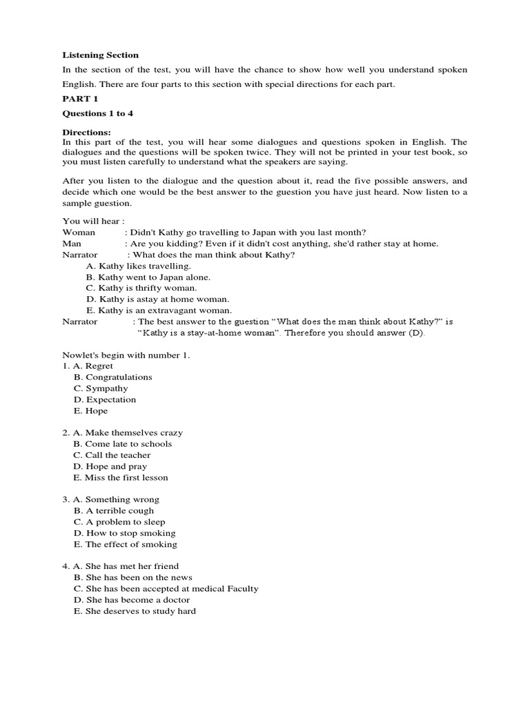 Listening Section Pdf