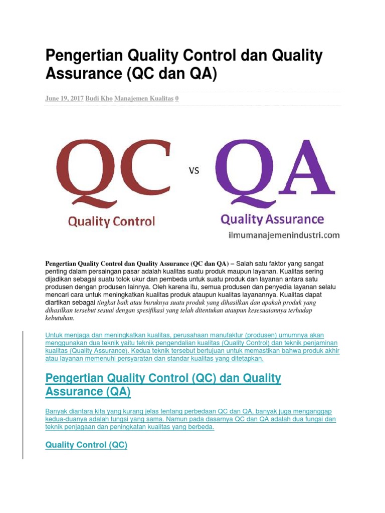 Assurance Quality Dan Quality Control Docx