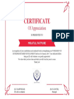 Certificate: of Appreciation