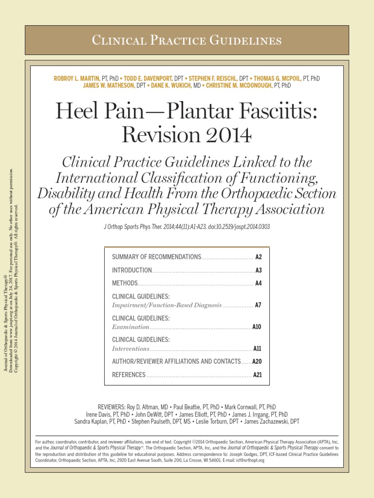 2014 CPG Fascitis Plantar PDF PDF Physical Therapy Evidence
