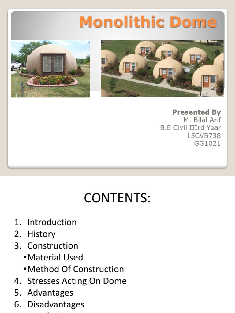 Monolithic Dome: Construction & Benefits | PDF | Dome | Concrete