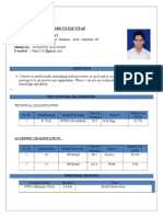 Curriculum-Vitae: Name:-Chandra Kant Address: - Vill - Saindhri, Post - Harthala, Distt. - Sambhal, UP