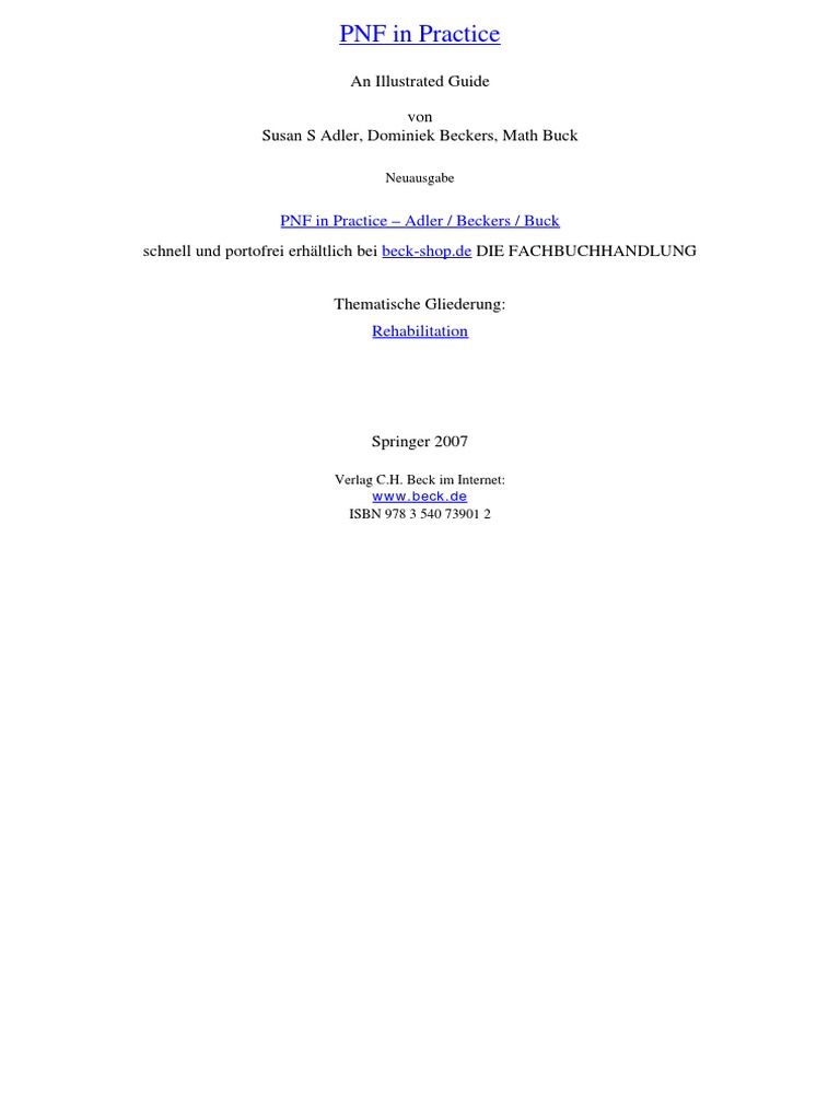 PNF in Practice: An Illustrated Guide Von Susan S Adler