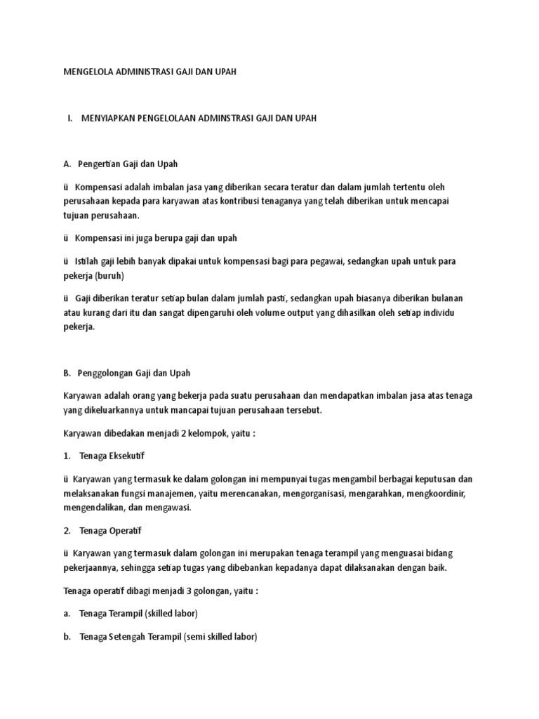 Administrasi Upah Dan Gaji Pegawai