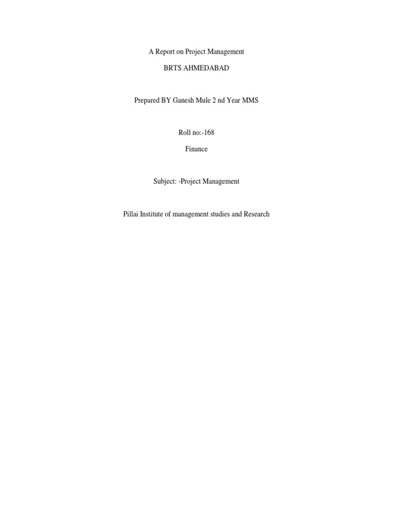 Ahmedabad BRTS Project Management Report | PDF | Sustainable Transport ...