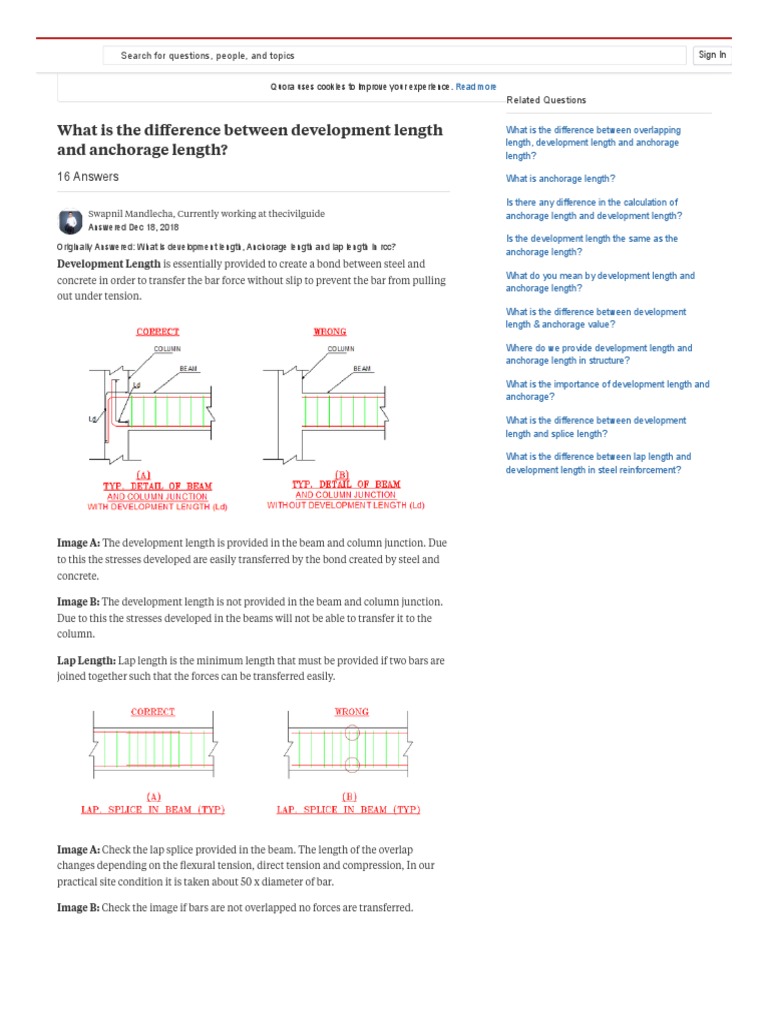 Anchorage vs Development Length Explained | PDF | Building Engineering ...