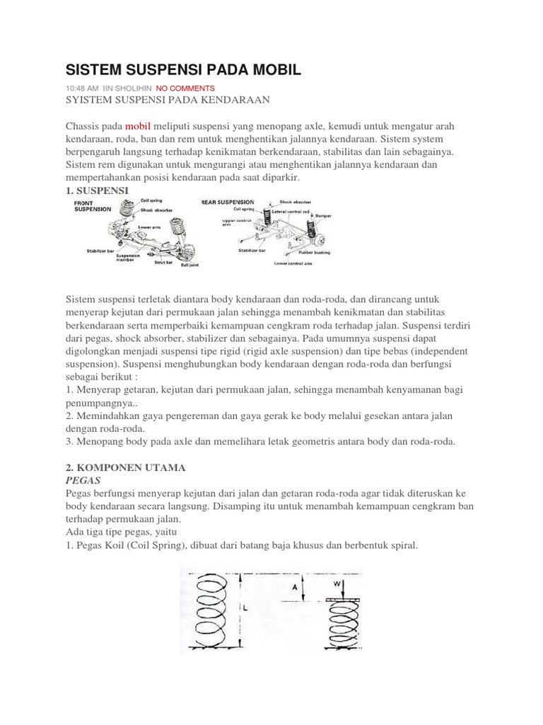 diagnosa kerusakan kendaraan suspensi mobil