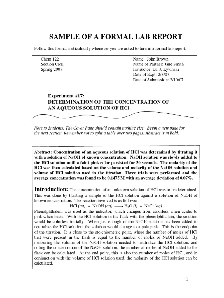 122 05.5 Sample Formal Lab Report YAU REVISED PDF Molar