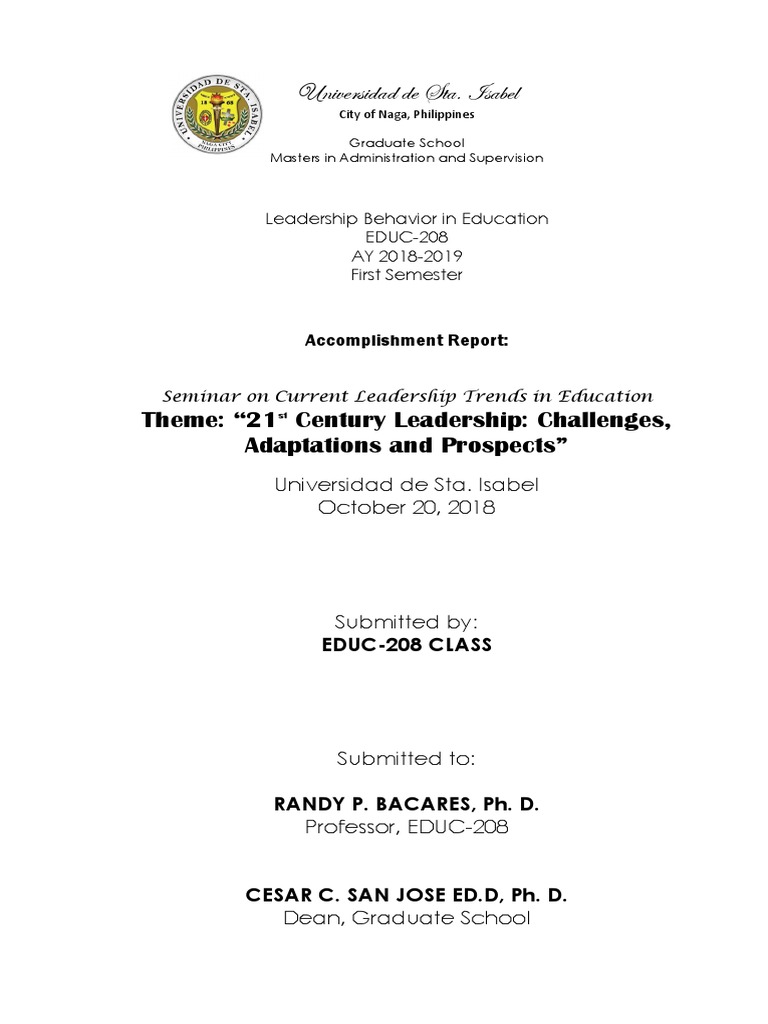 Narrative Report Seminar Pdf Leadership