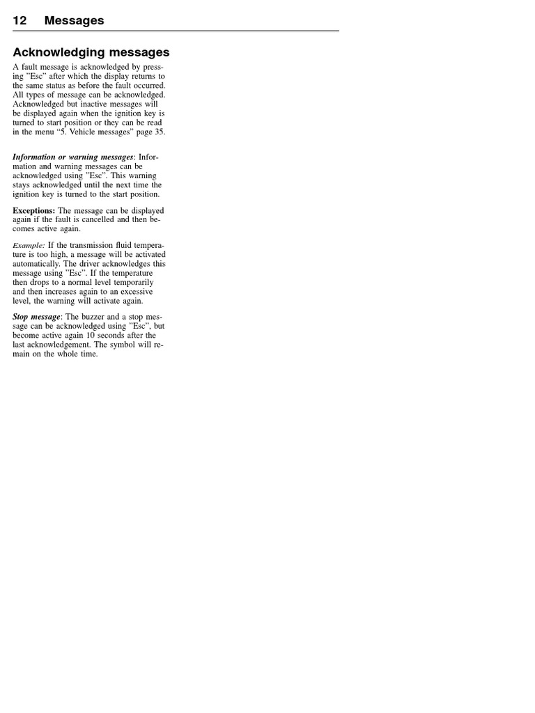 Acknowledging Fault Messages in V66 | PDF