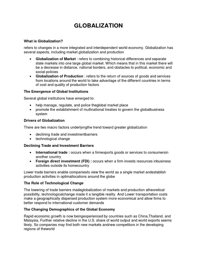 GLOBALIOZATION Ch1 | PDF | Globalization | Foreign Direct Investment