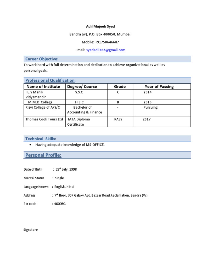 Adil Mujeeb Syed - Resume Overview | PDF