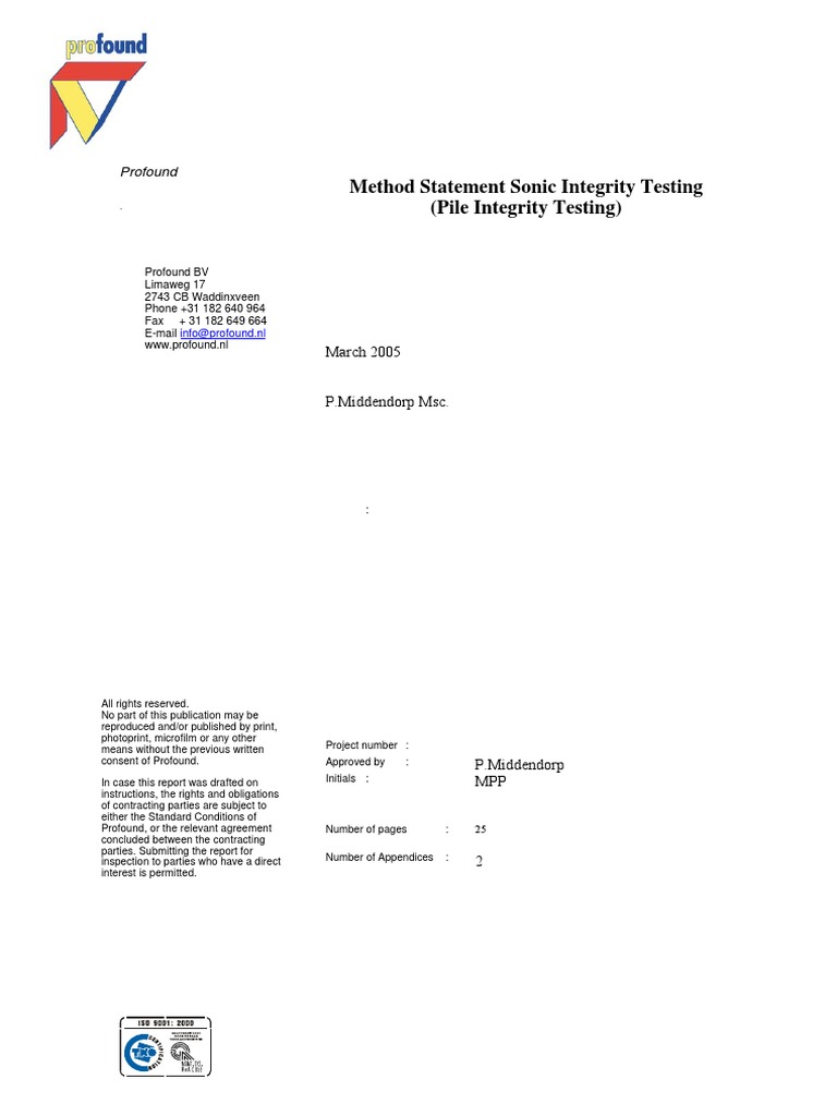 Method Statement Sonic Integrity Testing PDF | PDF | Deep Foundation ...
