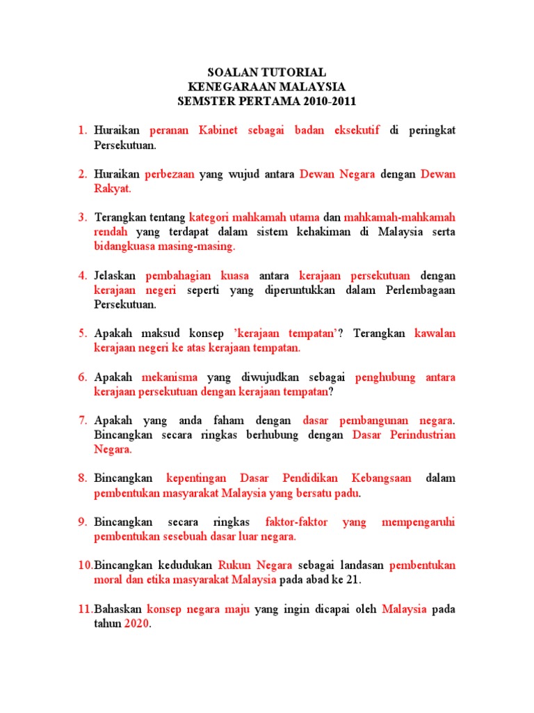 Kenegaraan Contoh Soalan  PDF