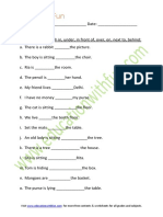 Preposition Worksheet 1