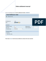 Order Settlement Reversal: From T-Code: Entre The Following Entries To Reverse Settlement of Order