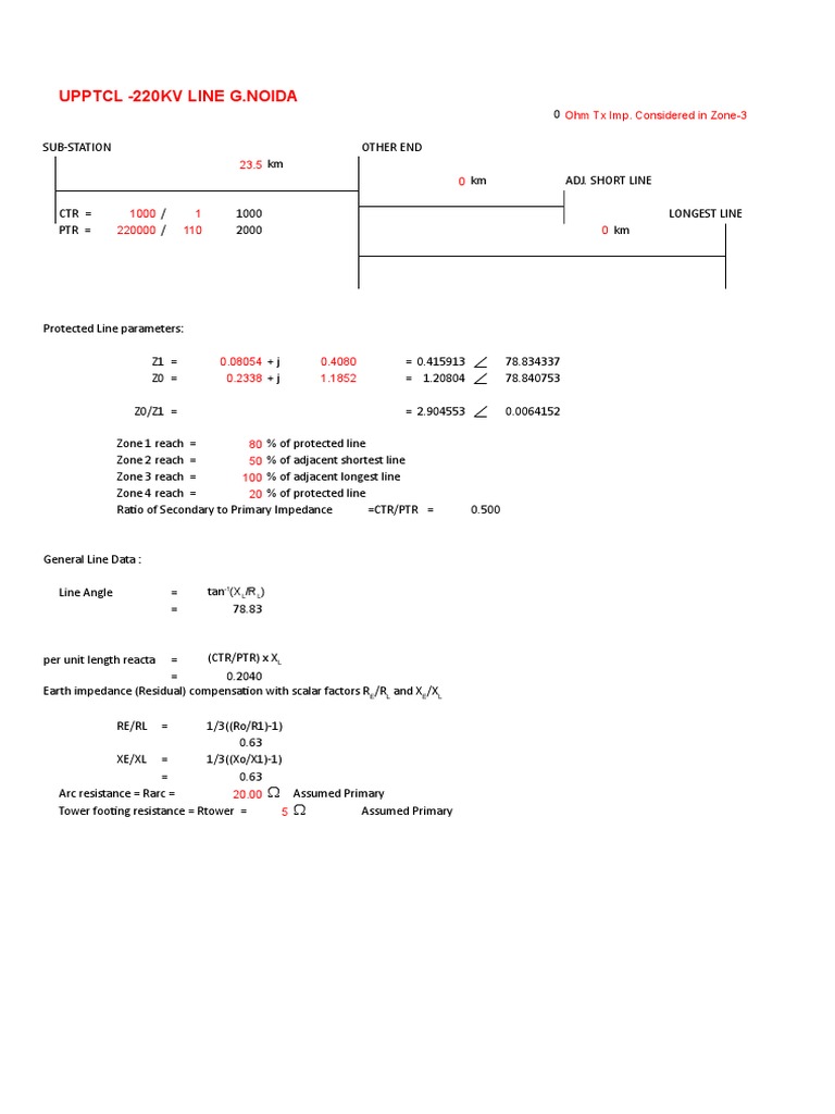 Relay Setting Calculation for 220kV Line | PDF | Telecommunications ...