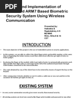 Design and Implementation of Advanced ARM7 Based Biometric Security System Using Wireless Communication