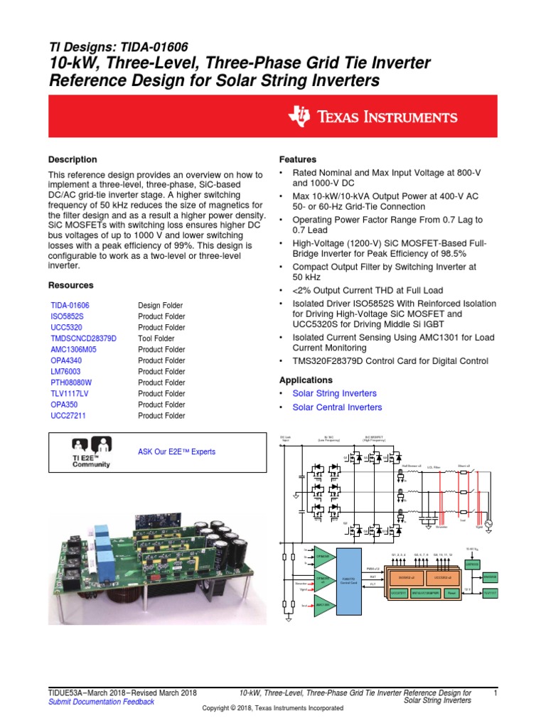 TIDA - 10KW 3 - Level Grid Tied Inverter Refrence Design TI PDF | PDF ...