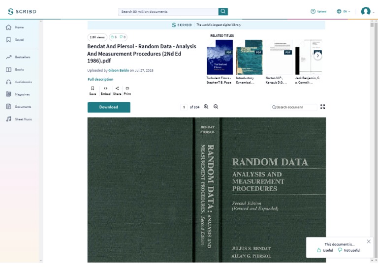 Bendat & Piersol: Random Data Analysis | PDF | Media Technology ...