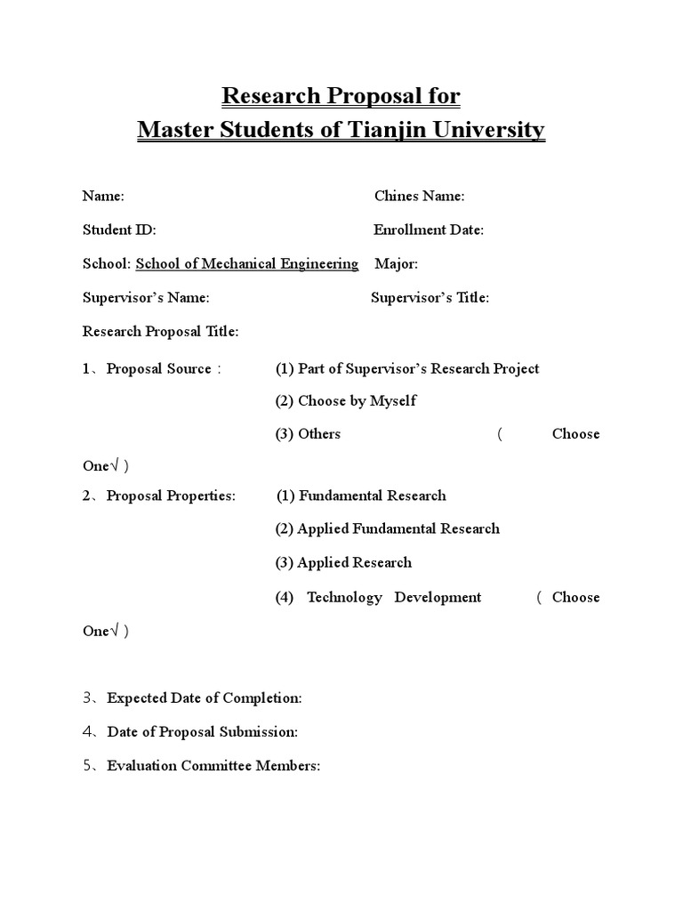 Research Proposal Template for Students | PDF