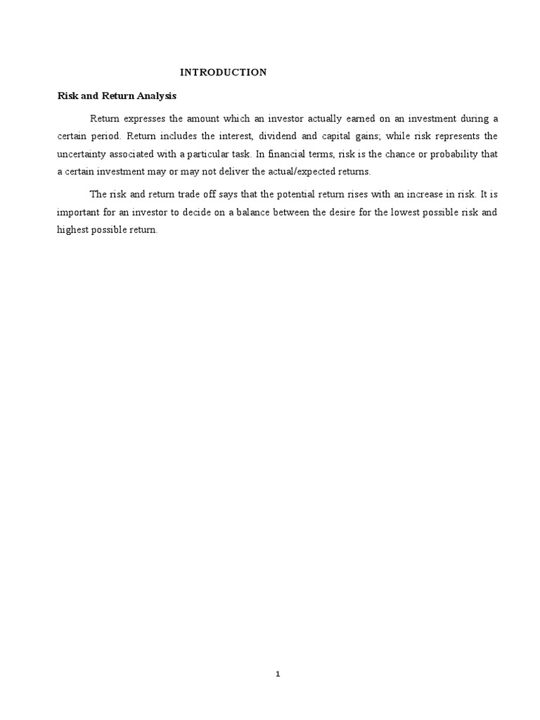 Risk and Return Analysis in Investments | PDF | Beta (Finance) | Modern ...