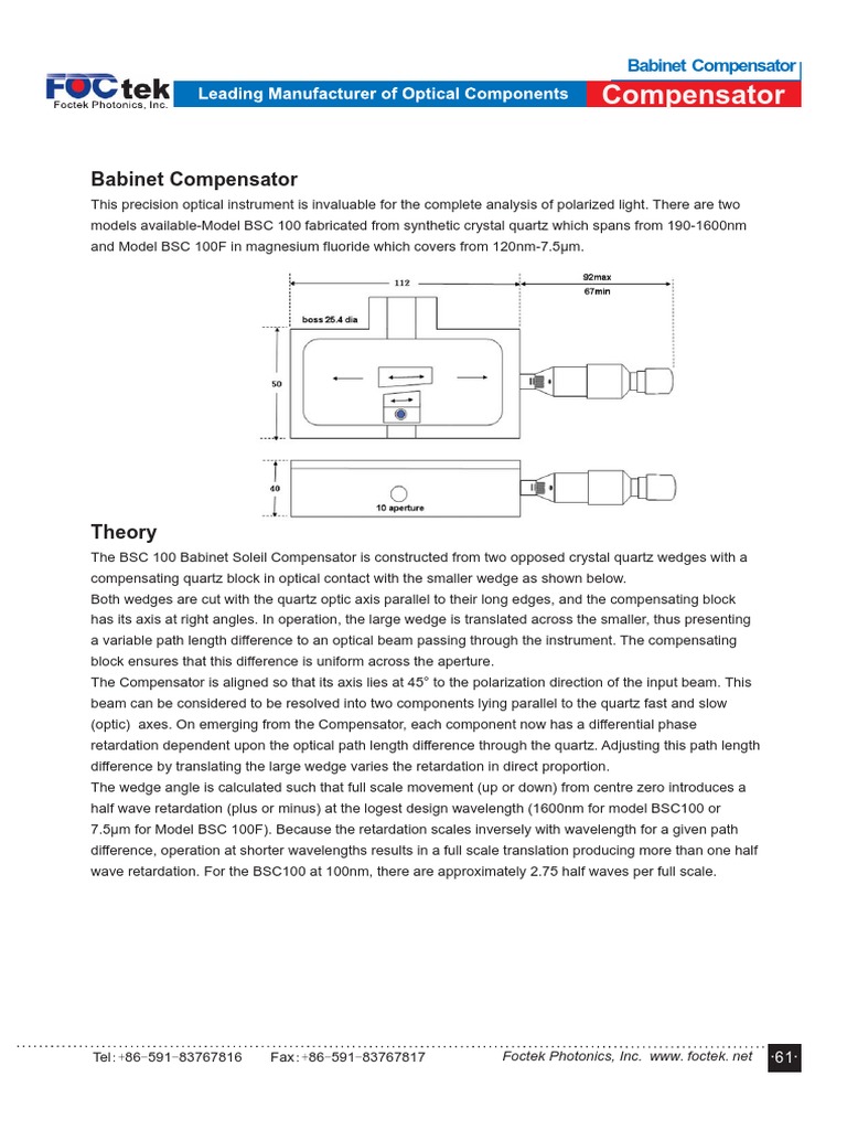Compensator PDF Wavelength Optics