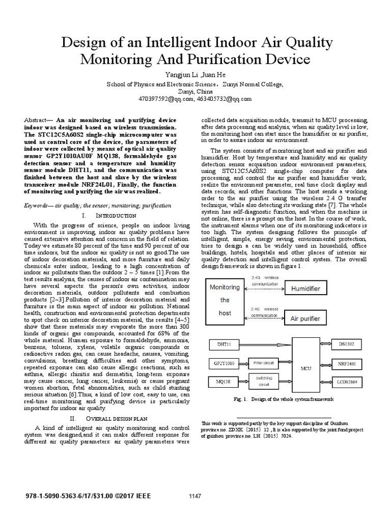 Design of An Intelligent Indoor Air Quality Monitoring and Purification ...