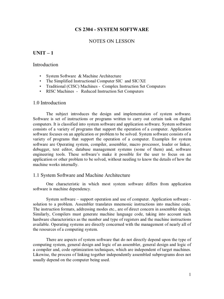 System Software Notes | PDF