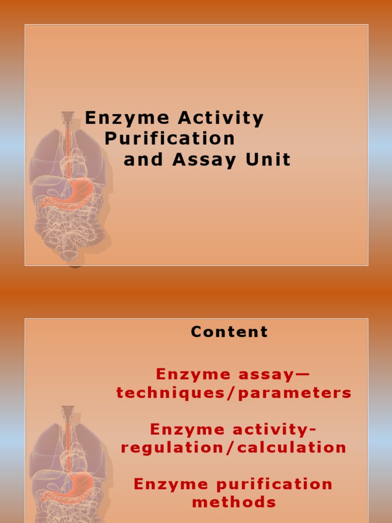 Enzyme Activity Purification and Assay Unit PDF Enzyme Assay Enzyme