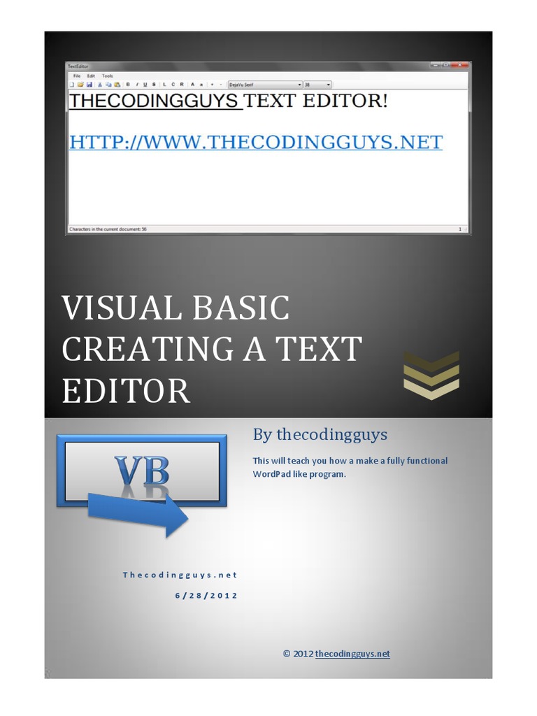 Visual Basic Creating A Text Editor: by Thecodingguys | PDF | Icon ...