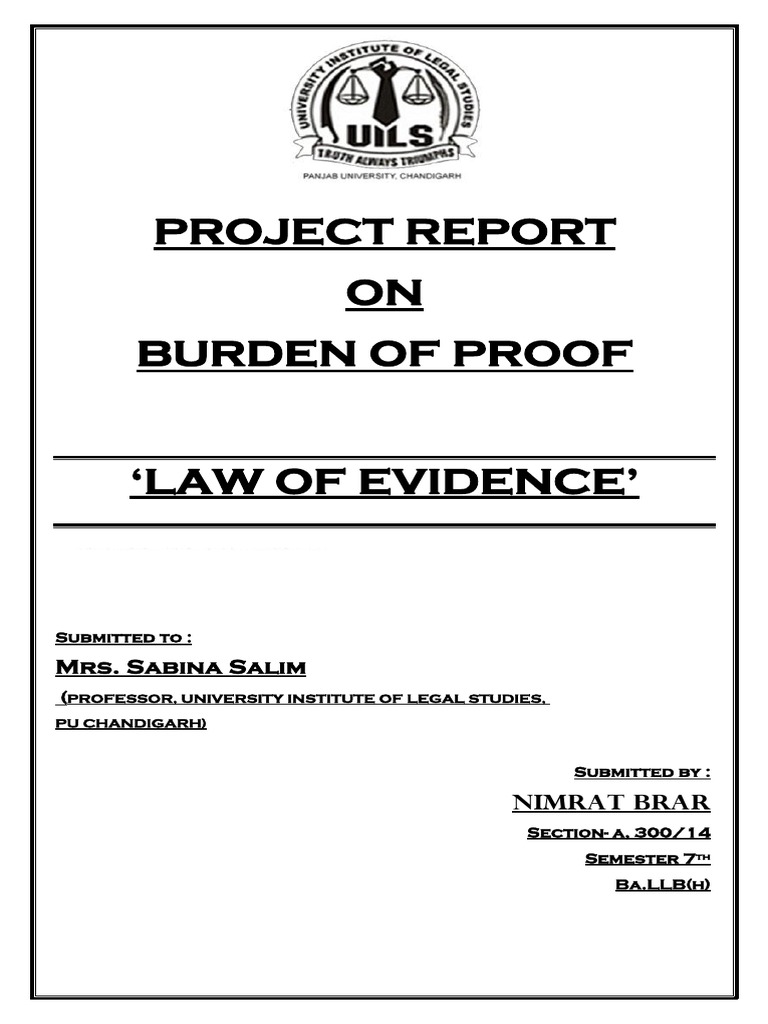 Burden of Proof PDF Burden Of Proof (Law) Evidence