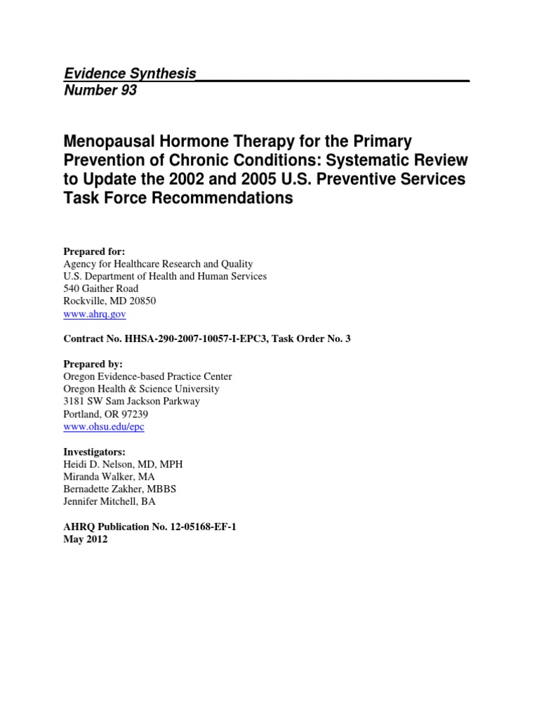 Menopause 4 PDF | PDF | Hormone Replacement Therapy | Evidence Based ...