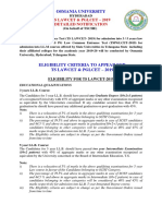 Osmania University: Ts Lawcet & Pglcet - 2019 Detailed Notification