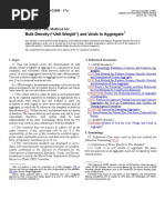 Bulk Density ("Unit Weight") and Voids in Aggregate: Standard Test Method For