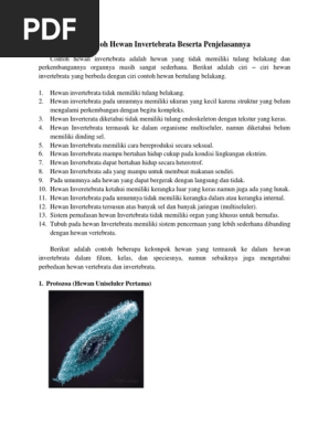 9 Contoh Hewan Invertebrata Beserta Penjelasannya Docx