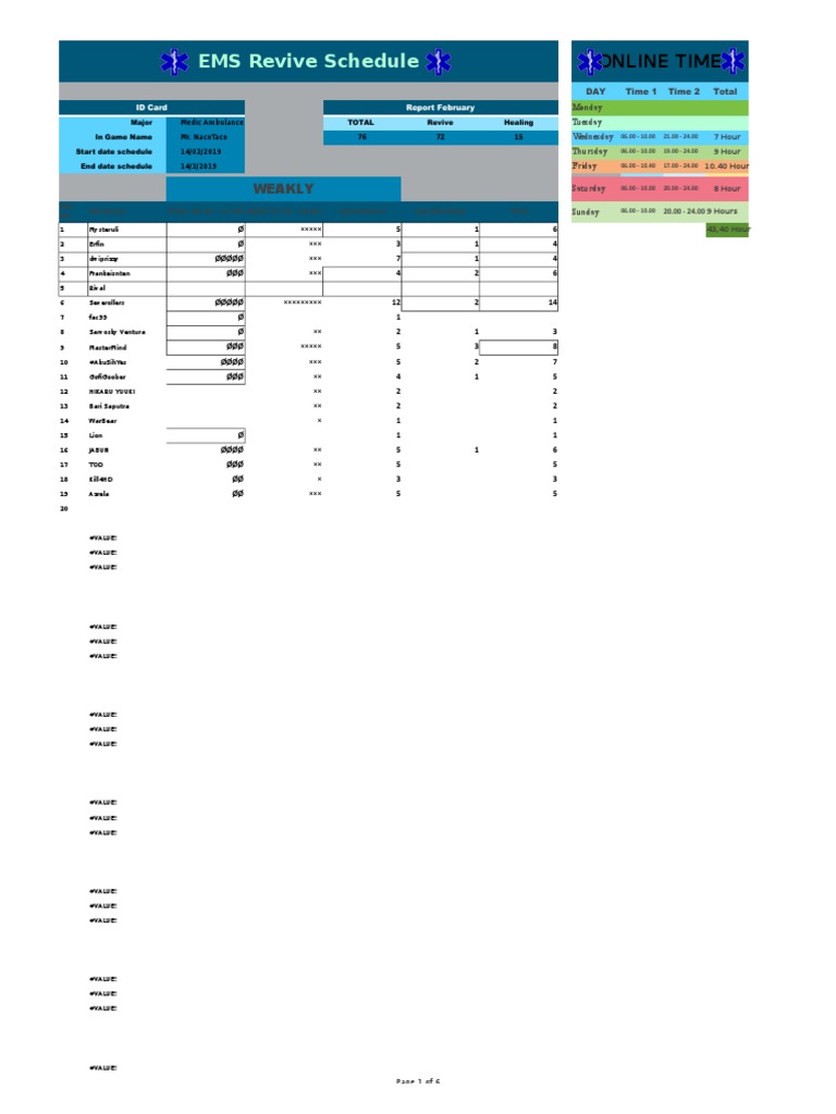 EMS Schedule Report PDF Leisure Sports