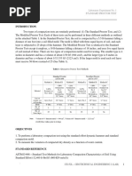 Laboratory Experiment No. 1 Standard Proctor Test: ' Ce152L - Geotechnical Engineering 2 (Lab)