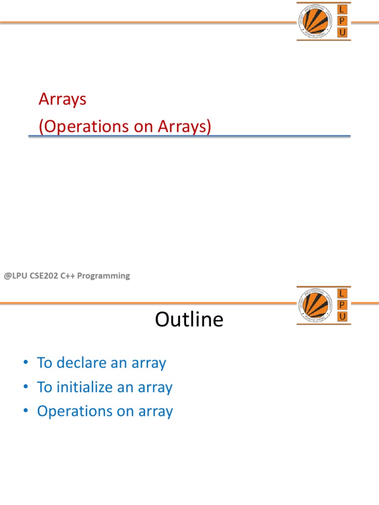 C++ Array Operations Guide | PDF | C (Programming Language) | Array ...