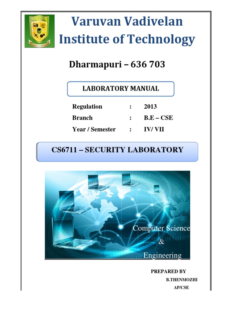 Security Laboratory Manual CS6711 | PDF | Cryptography | Public Key ...