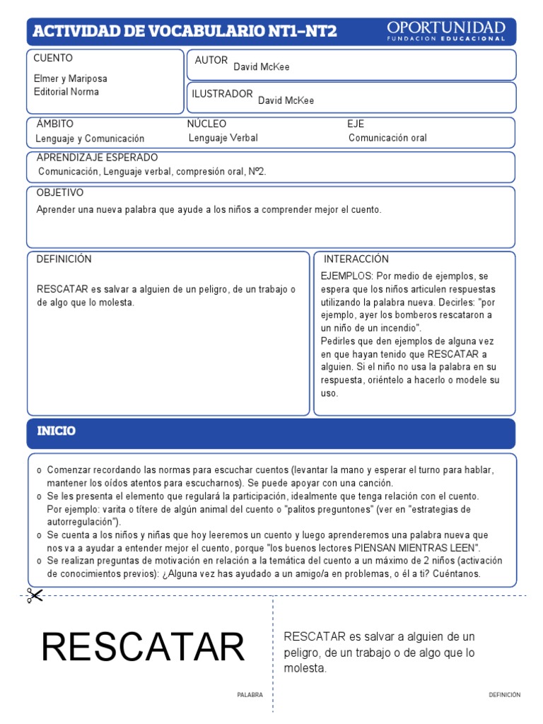 Elmer y Mariposa PDF Palabra Cuentos