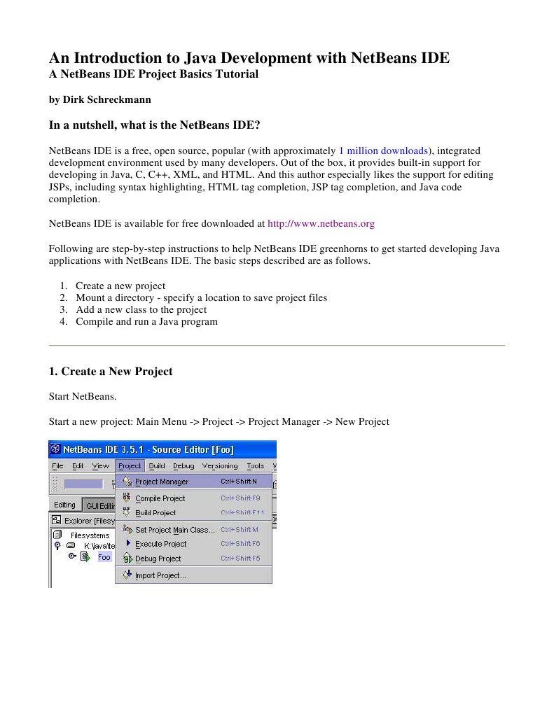 NetBeans IDE Project Basics Printable | PDF | Net Beans | Applications ...
